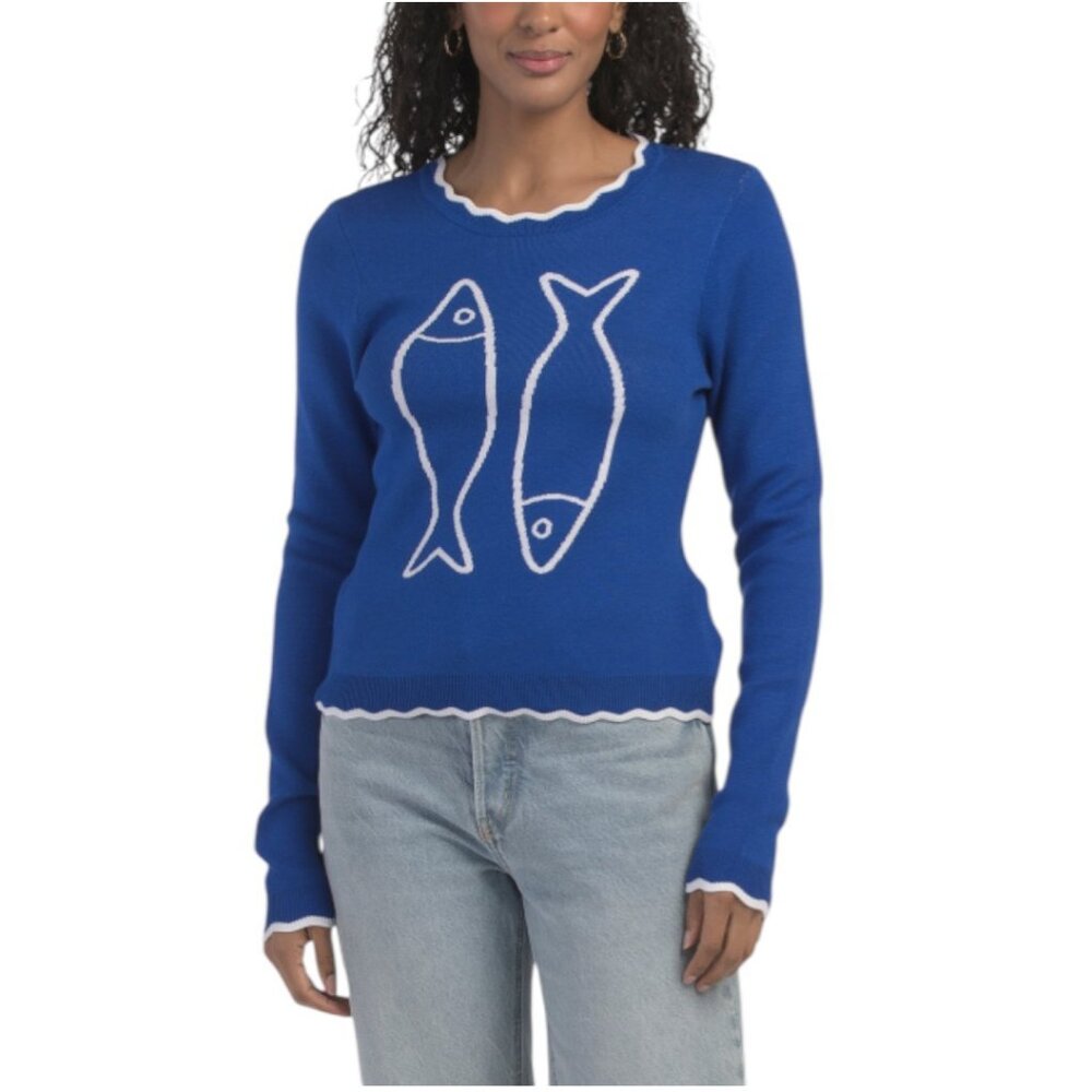 BELLE BY BELLDINI Sardine Scalloped Hem Sweater
